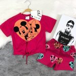 Mickey Desenli Kız Çocuk Alt Üst Yazlık Takım - Görsel 3
