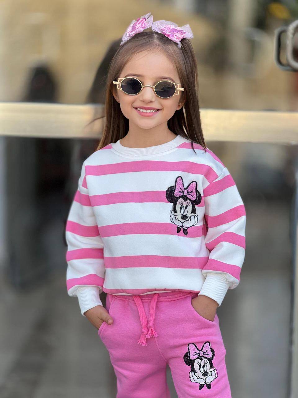 0a9da45b-1fdd-4e05-a045-d4c34a95b346 Yeni Sezon 3 İplik Şardonlu Penye Takım Kız Çocuk - Görsel 1