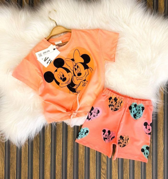 Mickey Desenli Kız Çocuk Alt Üst Yazlık Takım - Görsel 5
