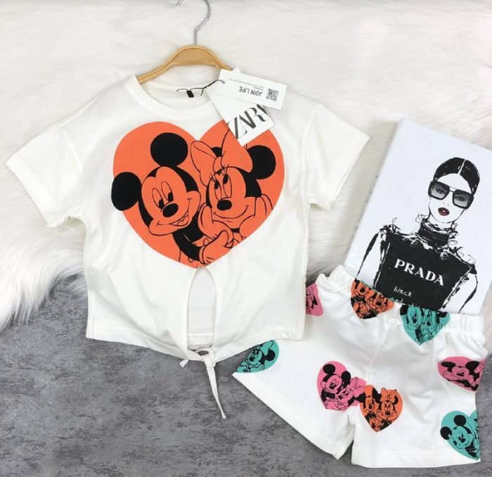 Mickey Desenli Kız Çocuk Alt Üst Yazlık Takım - Görsel 6