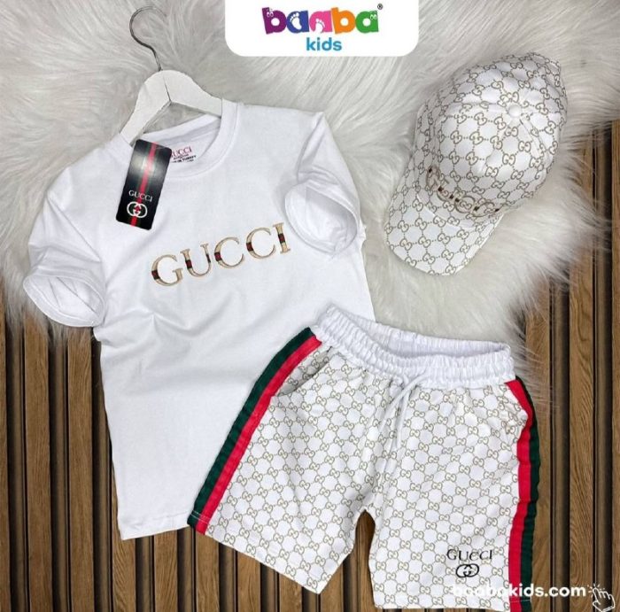 Gucci Baskılı Üçlü Şortlu Şapkalı Yazlık Takım A Kalite - Görsel 2