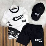 Tişört Şort Ve Şapkalı 3 lü Takım  Erkek Çocuk