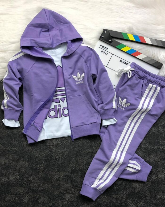 Kız Çocuk Adidas Baskılı Kapüşonlu Yazlık Takım – Suprem Kumaş - Görsel 2