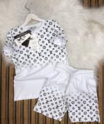 Lacoste Baskılı Şapka Kısa Kollu Tişört  Şort Takımı  Yazlık 3Lü Kombin - Görsel 4