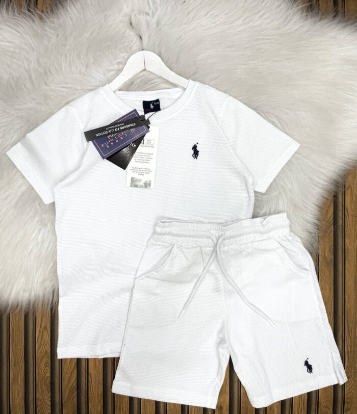 Polo Baskılı Şapka  Kısa Kollu Tişört  Şort  Yazlık 3lü Kombin - Görsel 2