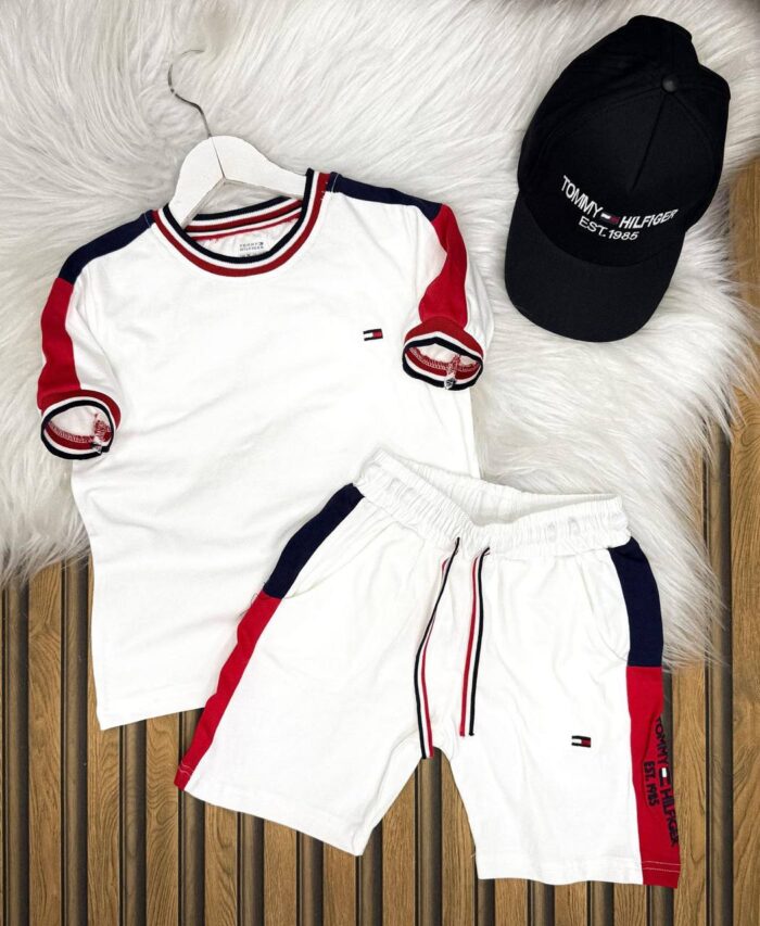 Tommy Baskılı Şapka  Kısa Kollu Tişört  Şort - Görsel 2