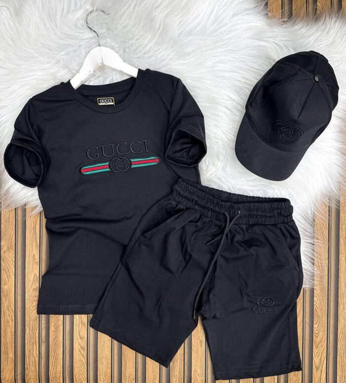 GUCCI Baskılı Şapka,Şort,Tişört Süper Üçlü - Görsel 2
