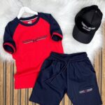 Tommy Baskılı Şapka  Kısa Kollu Tişört  Şort