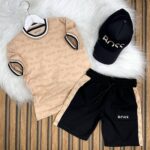Boss Baskılı Şapka Şort Tişört Üçlü Şık Takım