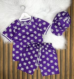 Dolce  Gabbana Baskılı 3 lü Yazlık Takım  Şapka Tişört Şort