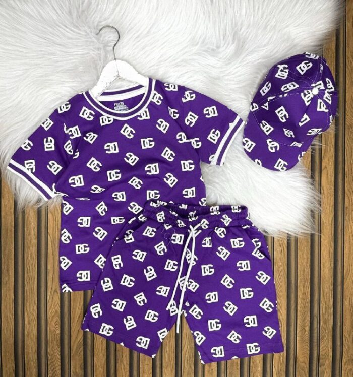 Dolce  Gabbana Baskılı 3 lü Yazlık Takım  Şapka Tişört Şort - Görsel 2