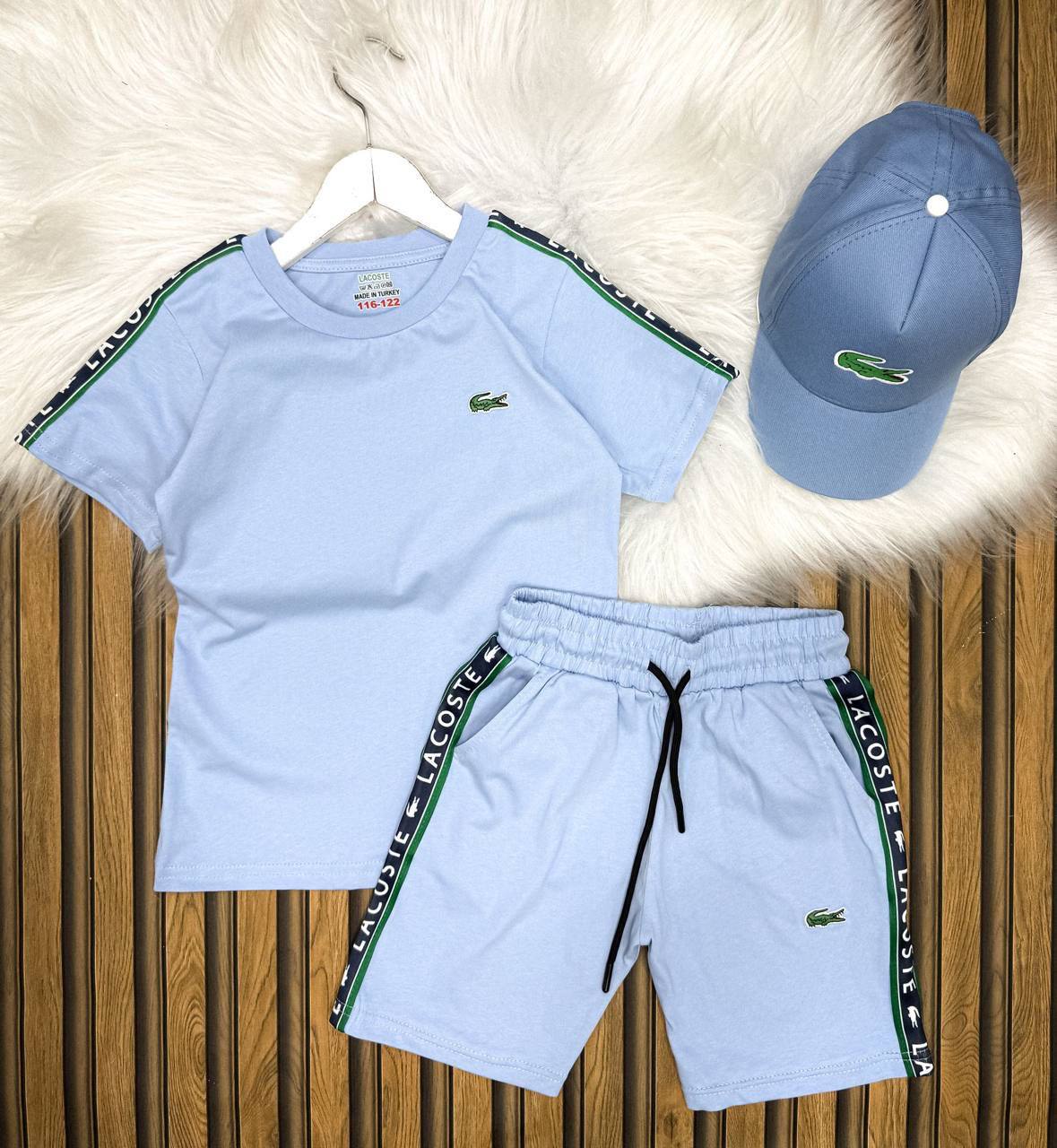 da1075c5-ccbb-4aca-a724-24b181a73503 Lacoste Baskılı Şapkalı Üçlü Yazlık Takım – A Kalite - Görsel 1