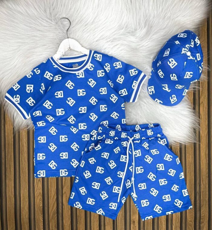 Dolce  Gabbana Baskılı 3 lü Yazlık Takım  Şapka Tişört Şort - Görsel 3