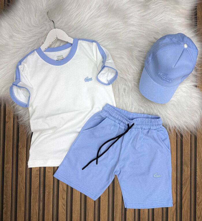 Lacoste Baskılı Şapkalı Üçlü Yazlık Takım – A Kalite - Görsel 2