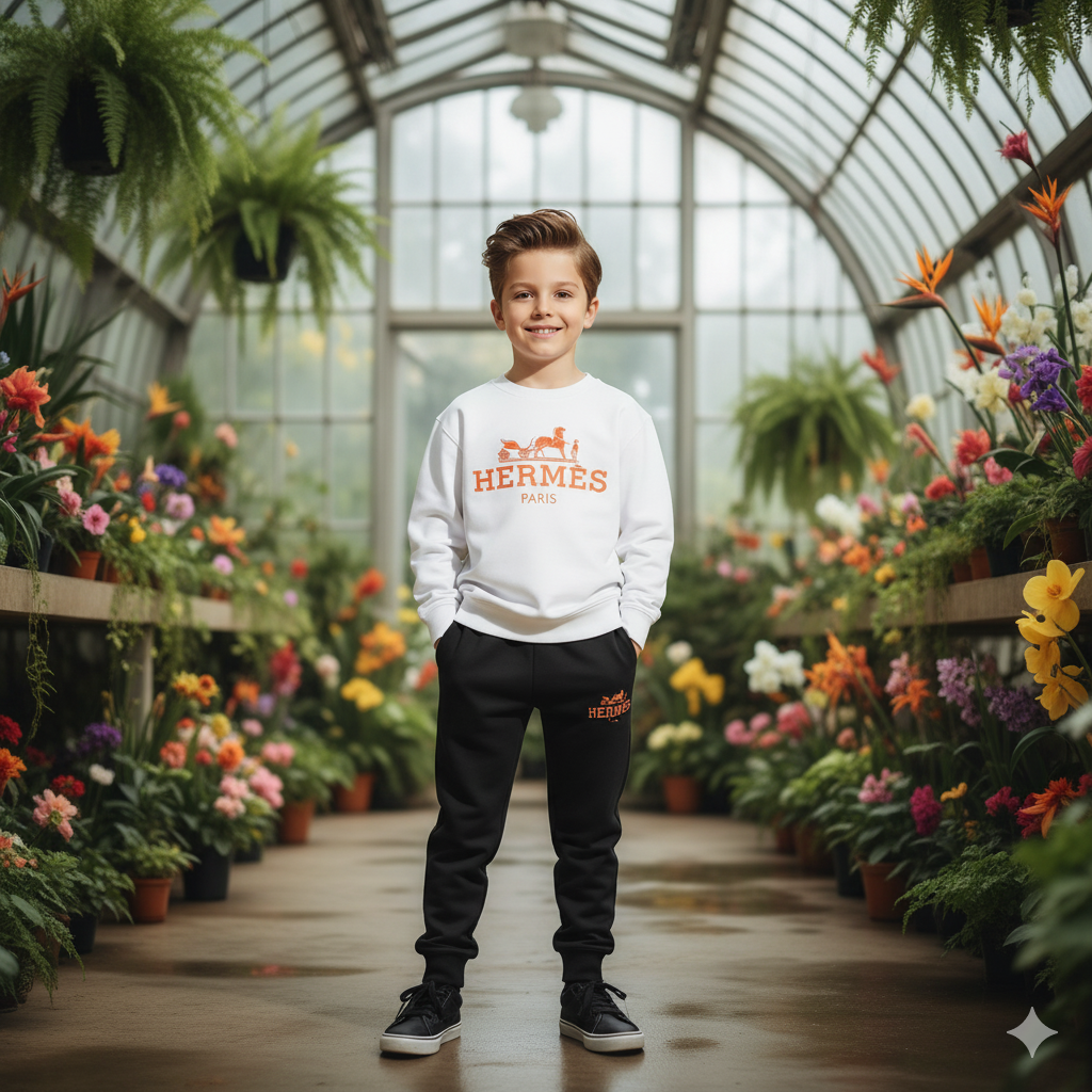 Gemini_Generated_Image_pg55rpg55rpg55rp Hermes baskılı alt üst çocuk eşofman takımı - Görsel 1