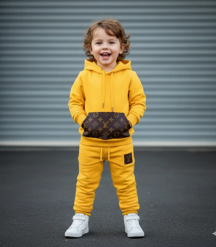 1 (1) Louıs Vuıtton Baskılı Tam Kışlık Takım Üç İplik - Görsel 1