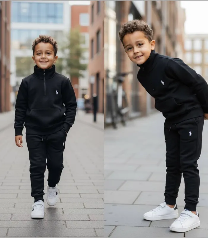 28_28_11zon Polo Baskılı Balıkçı Yaka Fermuarlı Alt Üst Takım - Görsel 1